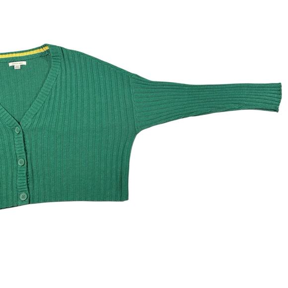 AMERICAN EAGLE Womens Sz XL Green Boxy Cropped Knit Ribbed Cardigan Sweater - Picture 7 of 16
